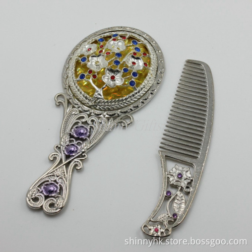 Shinny Gifts Set Comb Vintage Mirror Flower Design Wedding Gifts